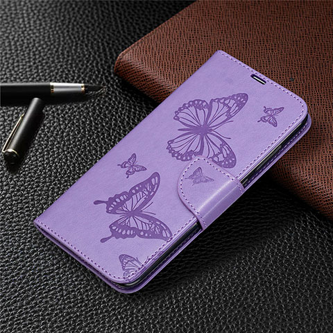 Custodia Portafoglio In Pelle Cover con Supporto T04 per Xiaomi Redmi Note 9 Viola