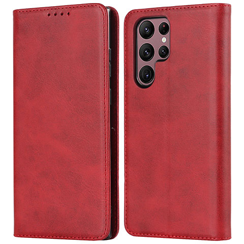 Custodia Portafoglio In Pelle Cover con Supporto T04D per Samsung Galaxy S23 Ultra 5G Rosso