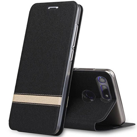 Custodia Portafoglio In Pelle Cover con Supporto T05 per Huawei Honor V20 Nero