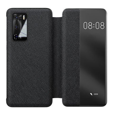 Custodia Portafoglio In Pelle Cover con Supporto T05 per Huawei P40 Pro Nero