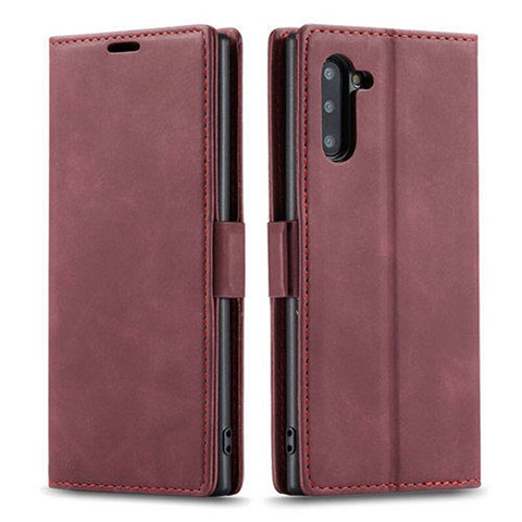 Custodia Portafoglio In Pelle Cover con Supporto T05 per Samsung Galaxy Note 10 5G Rosso Rosa