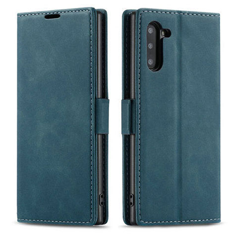 Custodia Portafoglio In Pelle Cover con Supporto T05 per Samsung Galaxy Note 10 Blu