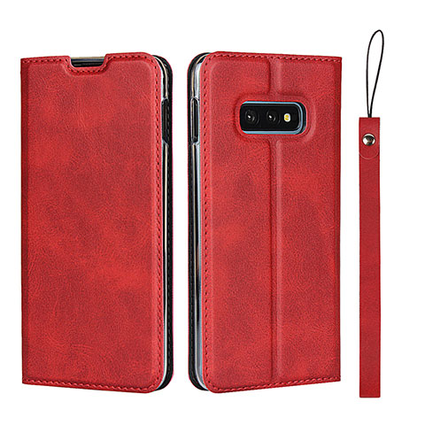 Custodia Portafoglio In Pelle Cover con Supporto T05 per Samsung Galaxy S10e Rosso