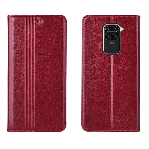 Custodia Portafoglio In Pelle Cover con Supporto T05 per Xiaomi Redmi Note 9 Rosso