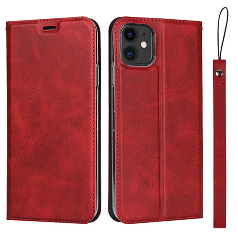 Custodia Portafoglio In Pelle Cover con Supporto T06 per Apple iPhone 11 Rosso