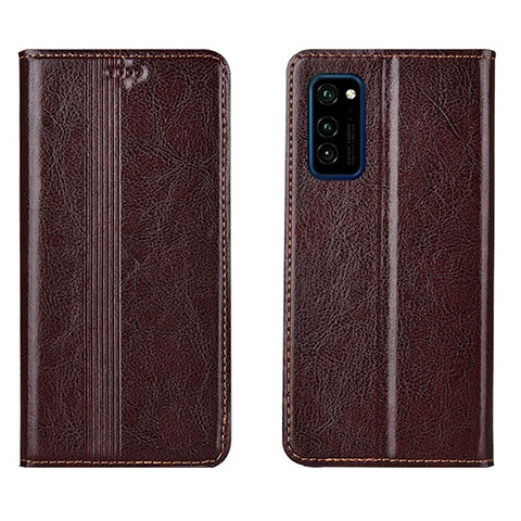 Custodia Portafoglio In Pelle Cover con Supporto T06 per Huawei Honor V30 Pro 5G Marrone