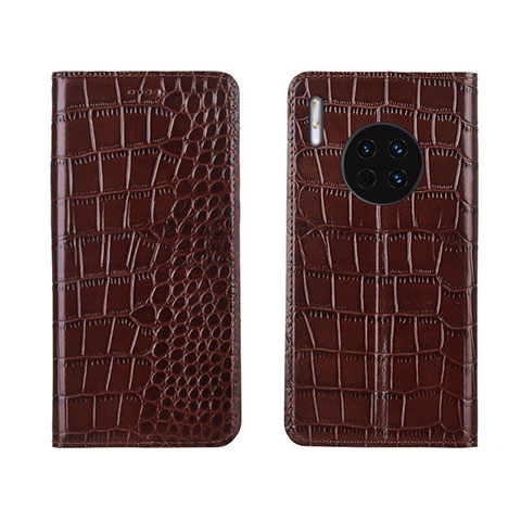 Custodia Portafoglio In Pelle Cover con Supporto T06 per Huawei Mate 30 Pro Marrone