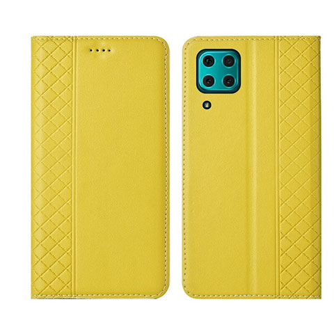 Custodia Portafoglio In Pelle Cover con Supporto T06 per Huawei P40 Lite Giallo