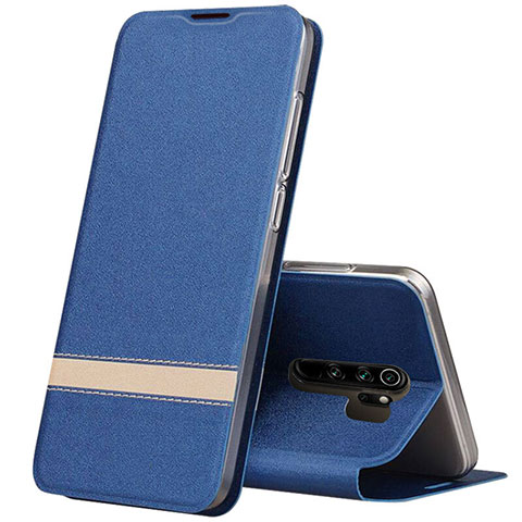 Custodia Portafoglio In Pelle Cover con Supporto T06 per Xiaomi Redmi Note 8 Pro Blu