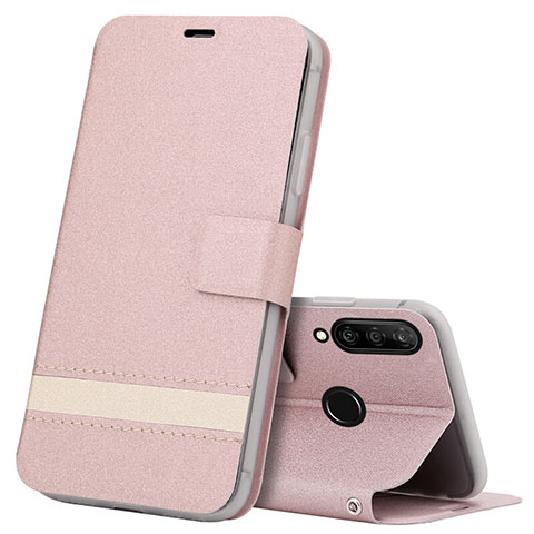 Custodia Portafoglio In Pelle Cover con Supporto T07 per Huawei P30 Lite XL Oro Rosa