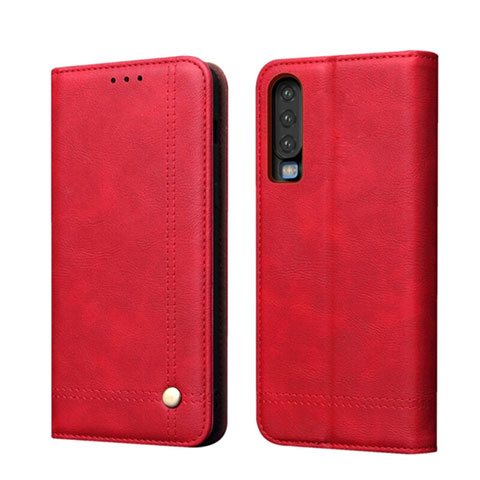 Custodia Portafoglio In Pelle Cover con Supporto T07 per Huawei P30 Rosso