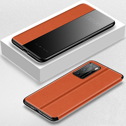 Custodia Portafoglio In Pelle Cover con Supporto T07 per Huawei P40 Arancione
