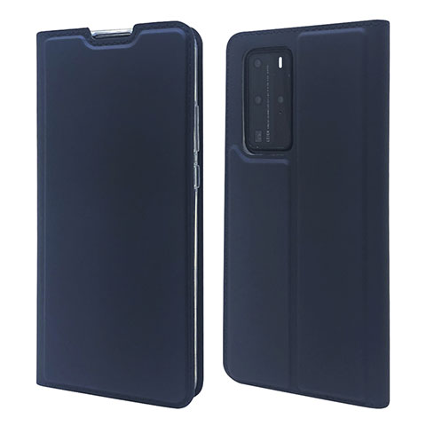 Custodia Portafoglio In Pelle Cover con Supporto T07 per Huawei P40 Pro Blu