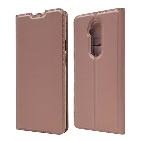 Custodia Portafoglio In Pelle Cover con Supporto T07 per OnePlus 7T Pro Oro Rosa