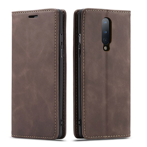 Custodia Portafoglio In Pelle Cover con Supporto T07 per OnePlus 8 Marrone