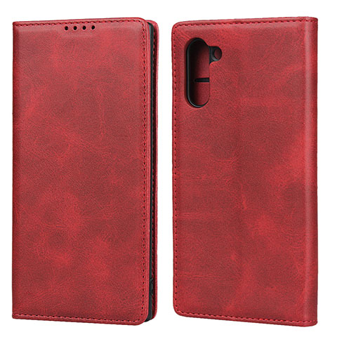 Custodia Portafoglio In Pelle Cover con Supporto T07 per Samsung Galaxy Note 10 Rosso