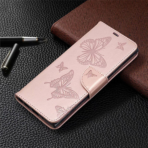 Custodia Portafoglio In Pelle Cover con Supporto T07 per Samsung Galaxy Note 20 Ultra 5G Oro Rosa