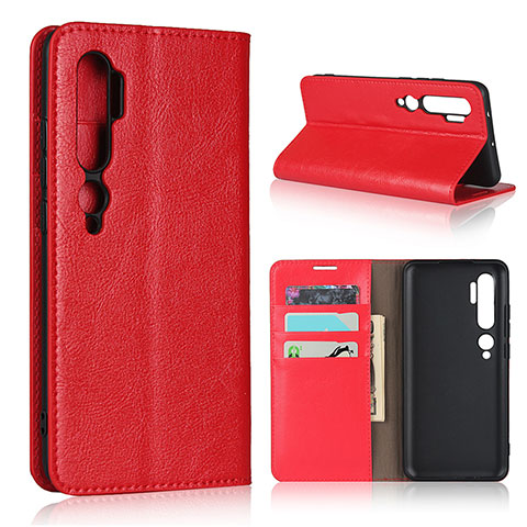 Custodia Portafoglio In Pelle Cover con Supporto T07 per Xiaomi Mi Note 10 Rosso