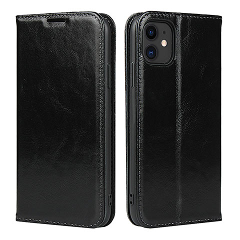 Custodia Portafoglio In Pelle Cover con Supporto T08 per Apple iPhone 11 Nero