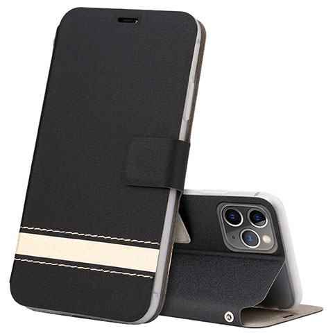 Custodia Portafoglio In Pelle Cover con Supporto T08 per Apple iPhone 11 Pro Max Nero