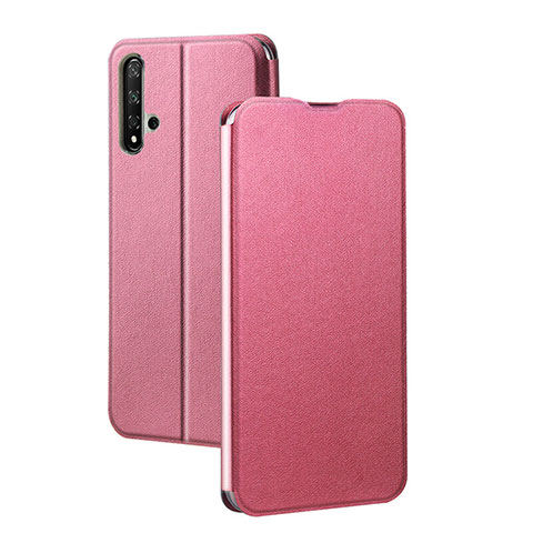 Custodia Portafoglio In Pelle Cover con Supporto T08 per Huawei Honor 20 Rosa