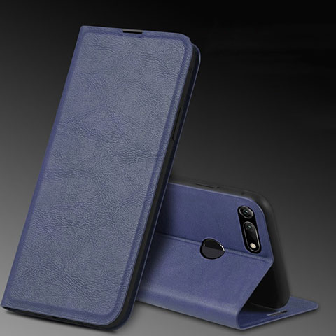 Custodia Portafoglio In Pelle Cover con Supporto T08 per Huawei Honor V20 Blu
