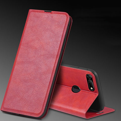 Custodia Portafoglio In Pelle Cover con Supporto T08 per Huawei Honor V20 Rosso