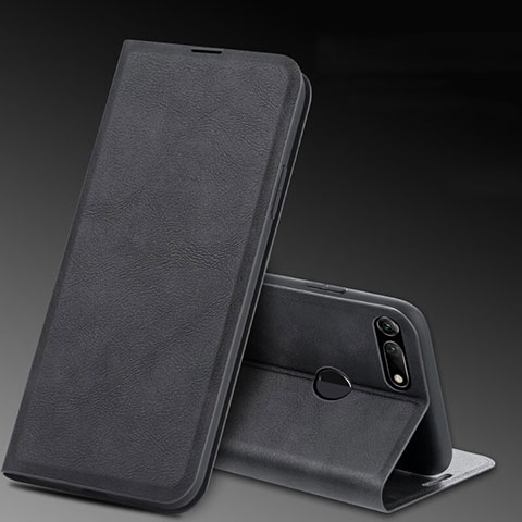 Custodia Portafoglio In Pelle Cover con Supporto T08 per Huawei Honor View 20 Nero