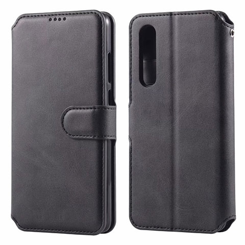 Custodia Portafoglio In Pelle Cover con Supporto T08 per Huawei P30 Nero