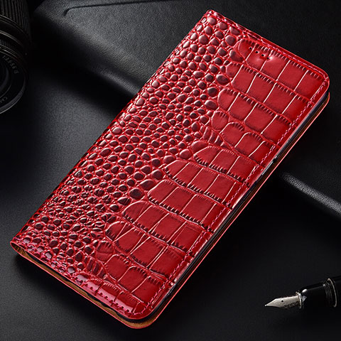 Custodia Portafoglio In Pelle Cover con Supporto T08 per OnePlus 7T Pro Rosso