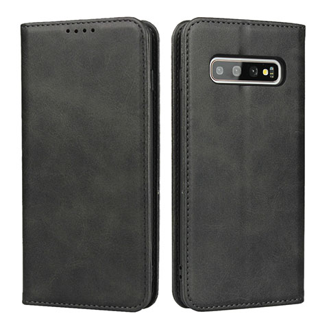 Custodia Portafoglio In Pelle Cover con Supporto T08 per Samsung Galaxy S10 Plus Nero