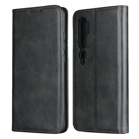 Custodia Portafoglio In Pelle Cover con Supporto T08 per Xiaomi Mi Note 10 Nero