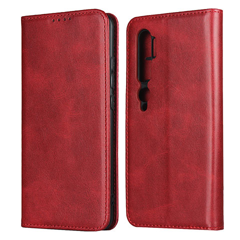 Custodia Portafoglio In Pelle Cover con Supporto T08 per Xiaomi Mi Note 10 Rosso