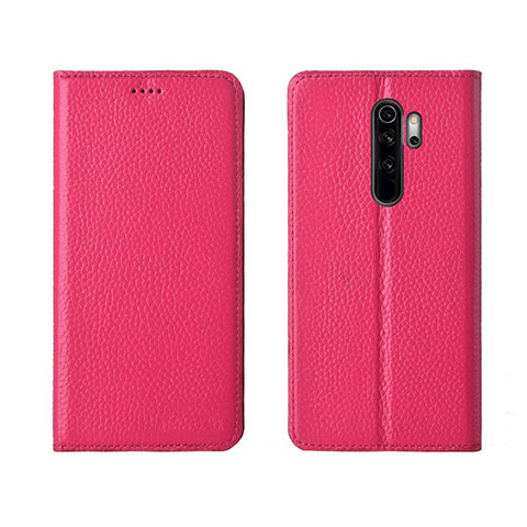 Custodia Portafoglio In Pelle Cover con Supporto T08 per Xiaomi Redmi Note 8 Pro Rosa Caldo