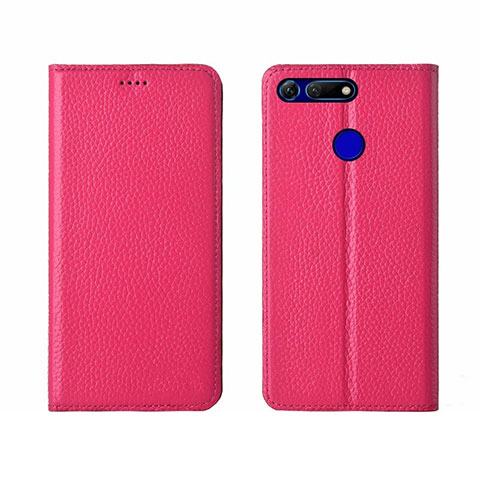 Custodia Portafoglio In Pelle Cover con Supporto T09 per Huawei Honor V20 Rosa Caldo