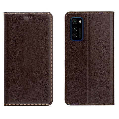 Custodia Portafoglio In Pelle Cover con Supporto T09 per Huawei Honor V30 Pro 5G Marrone