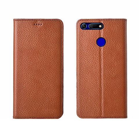 Custodia Portafoglio In Pelle Cover con Supporto T09 per Huawei Honor View 20 Arancione