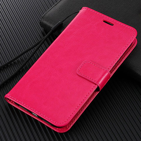 Custodia Portafoglio In Pelle Cover con Supporto T09 per Oppo Find X2 Pro Rosa Caldo