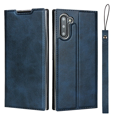 Custodia Portafoglio In Pelle Cover con Supporto T09 per Samsung Galaxy Note 10 Blu