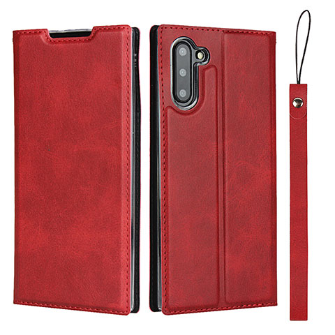 Custodia Portafoglio In Pelle Cover con Supporto T09 per Samsung Galaxy Note 10 Rosso