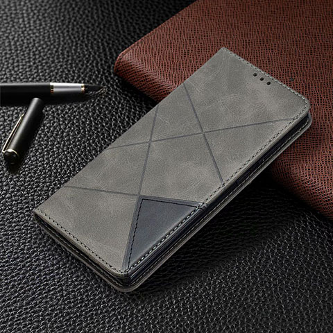 Custodia Portafoglio In Pelle Cover con Supporto T09 per Samsung Galaxy Note 20 5G Grigio
