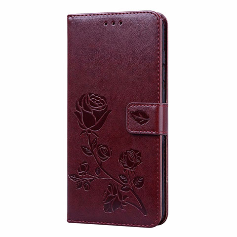 Custodia Portafoglio In Pelle Cover con Supporto T09 per Xiaomi Redmi Note 9 Marrone