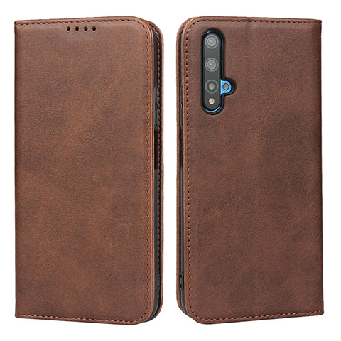 Custodia Portafoglio In Pelle Cover con Supporto T10 per Huawei Honor 20S Marrone