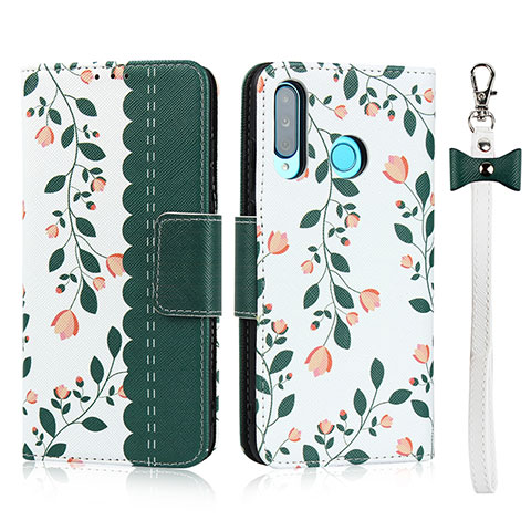 Custodia Portafoglio In Pelle Cover con Supporto T10 per Huawei P30 Lite Verde