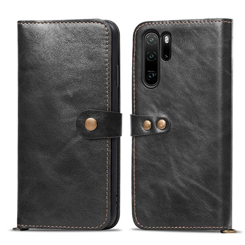 Custodia Portafoglio In Pelle Cover con Supporto T10 per Huawei P30 Pro Nero