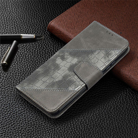 Custodia Portafoglio In Pelle Cover con Supporto T10 per Xiaomi Redmi 9A Grigio