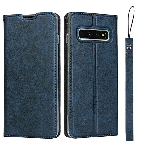 Custodia Portafoglio In Pelle Cover con Supporto T11 per Samsung Galaxy S10 Plus Blu