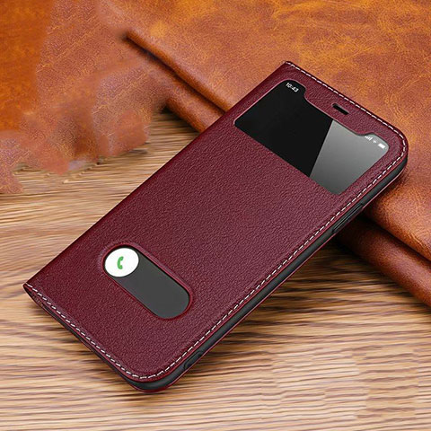 Custodia Portafoglio In Pelle Cover con Supporto T12 per Apple iPhone 11 Rosso