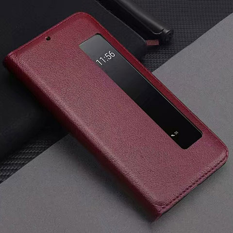 Custodia Portafoglio In Pelle Cover con Supporto T12 per Huawei P20 Pro Rosso Rosa