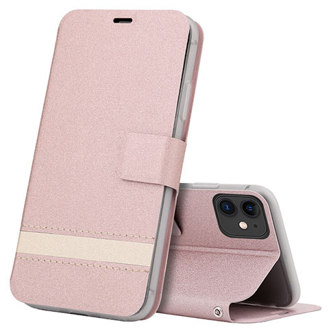 Custodia Portafoglio In Pelle Cover con Supporto T14 per Apple iPhone 11 Oro Rosa